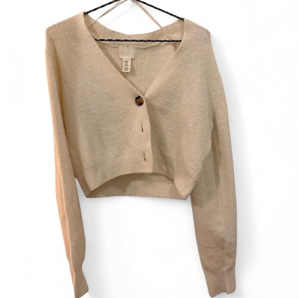 H-m Women's Cream and Tan Cardigan